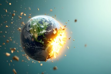 Fototapeta premium A vector illustration of the Earth as an explosion, depicted in black and green colors on a light background