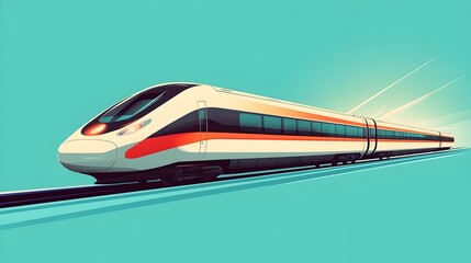 High-Speed Maglev Train Transporting Passengers Between Continents On Teal Background