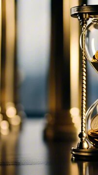 vertical 9:16 hourglass with gold coins time is money concept
