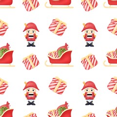 seamless pattern with christmas nutcracker.New year and christmas background.christmas decorations. 