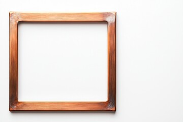 Thin metal frame with a brushed copper finish, isolated on white