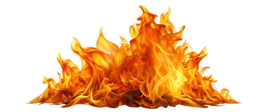 red hot fire isolated on white or transparent png