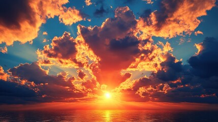 Fototapeta premium The sky is filled with clouds and the sun is shining brightly