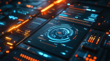 Obraz premium Sleek HUD interfaces overlapping on a smooth neutral surface