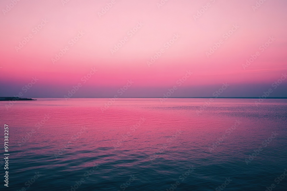 Sticker a large body of water sitting under a pink sky