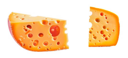 Set of blocks of cheese, isolated on transparent background. PNG element.
