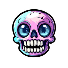 Colorful Cartoon Skull With Vibrant Eyes Perfect for Halloween Decorations and Artistic Designs