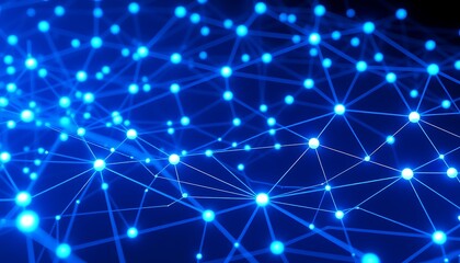 Fototapeta premium 3D Grid of Nodes: Floating Digital Network and Interconnected Communication