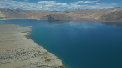 Aerial view of Leh Ladakh, Pangong Tso Lake, Maitreya Buddha, Diskit Monastery in Nubra Valley, Sand Dunes Nubra Valley,