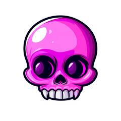 Fototapeta premium A Whimsical Pink Skull With Large Expressive Eyes Smiling Cheerfully Against a White Background