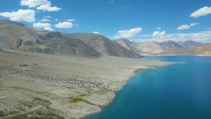 Aerial view of Leh Ladakh, Pangong Tso Lake, Maitreya Buddha, Diskit Monastery in Nubra Valley, Sand Dunes Nubra Valley,