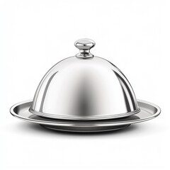 Obraz premium restaurant cloche and tray on a white background