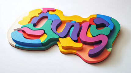 Colorful wooden name puzzle for kids, featuring vibrant letters and playful shapes. This engaging toy promotes learning and creativity in fun way