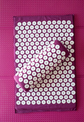 Close up of acupressure mat spikes. Alternative china medicine.