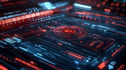 Fototapeta premium High-tech HUD components overlaid on a smooth matte surface