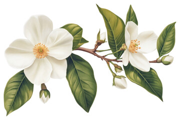 Naklejka premium An white orange blossom branch flower petal leaf.