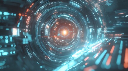 Obraz premium Futuristic HUD elements seamlessly integrated on a soft muted background