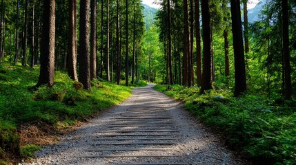 Obraz premium Serene black and white forest with tall trees and winding path, line art, empty coloring book page, high-quality, nature, exploration::1 sunlight filtering through branches, peaceful ambiance,