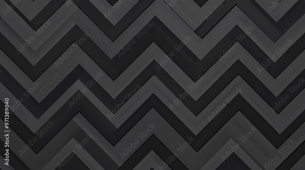 Poster Modern Grey Chevron Pattern on Charcoal Grey Background - Minimalist Seamless Repeating Design