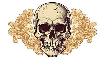 Fototapeta premium A human skull with florals and butterlies. Anatomical vintage illustration.butterfly, flower, bone, skull, floral, anatomical, anatomy, carnival, collage, death, die, fantasy, grunge,23