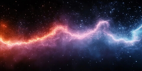 Obraz premium A cosmic swirl of red and blue nebulae.