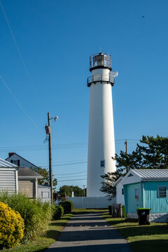 Fenwick Island, Delaware, USA  Private residential vacation  homes near Ocean Beach Maryland with the Fenwick Island Lighthouse.
