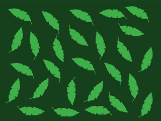 Hand Drawn Leaves with green Pattern  Background