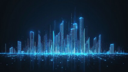 Fototapeta premium Digital Cityscape: A Futuristic Vision of Urban Architecture