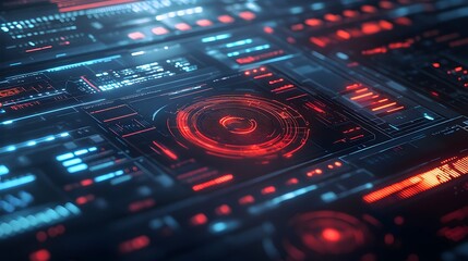 Obraz premium Minimalist HUD interfaces overlapping on a sleek muted background