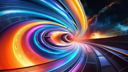 Abstract Hyperdrive 3D Motion Blur Background. Made with generative AI technology