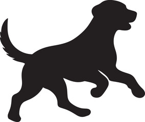 running dog silhouette design vector art illustration