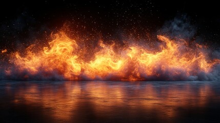 Abstract firey background. Fire on dark background