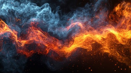 Fototapeta premium Abstract firey background. Fire on dark background