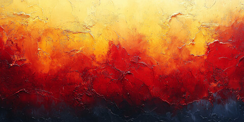 Fototapeta premium Abstract painting with vibrant hues of red, orange, and yellow.