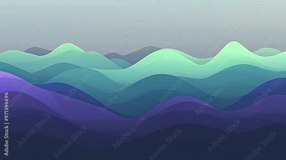 Aufkleber abstract waves in soft colors creating a tranquil and serene landscape.