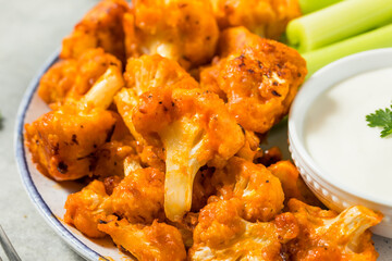 Roasted Homemade Baked Buffalo Cauliflower Wings