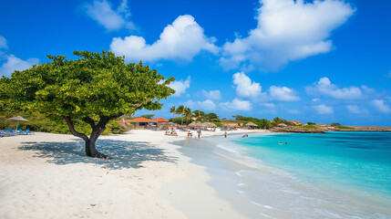 Eagle Beach, Aruba, the most beautiful view, beautiful sky, clear sea, beautiful clouds, good weather.