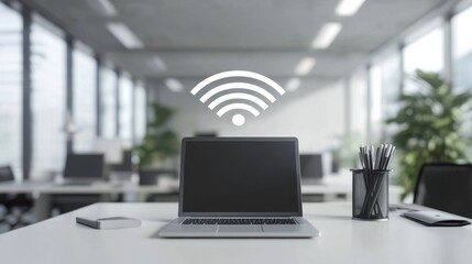A set of Wi-Fi icons in the office, an Internet signal, a wireless and free Wi-Fi hotspot in the office or business center.