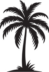 single palm tree silhouette design vector art illustration isolated on transparent background
