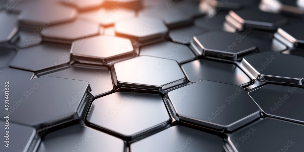 Poster abstract metallic hexagon pattern.
