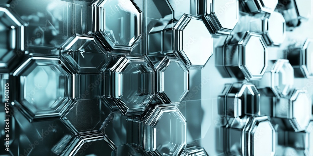 Poster abstract geometric pattern with octagons in teal.