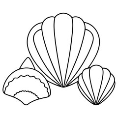 seashell items outline coloring book page line art drawing