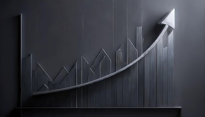 A simple rising line with a subdued gray background that represents the market's expansion.