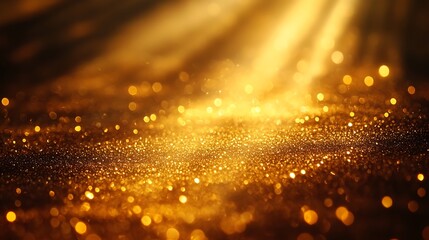 Obraz premium A sparkling gold background with a spotlight shining from above.