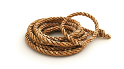 A coiled rope in a natural color, showcasing a textured surface, perfect for various creative and practical uses.