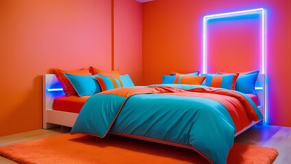 Modern bedroom interior with bed