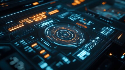 Dynamic HUD elements seamlessly integrated on a sleek muted surface