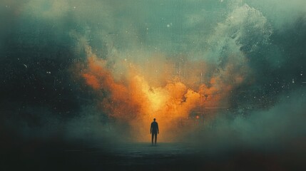 Facing my Faith. Man staring at the starry sky.