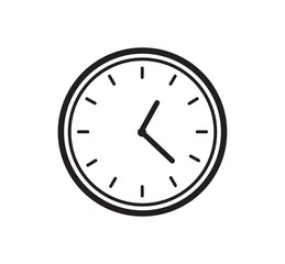 Time and Clock icon. Analog clock on white background. Vector illustration