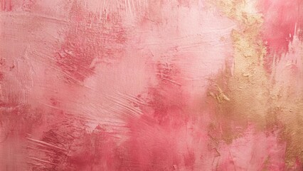 Fototapeta premium Pink abstract wall texture with color brush strokes on rose gold foil background, perfect for a grunge sketch or graffiti paint watercolor effect